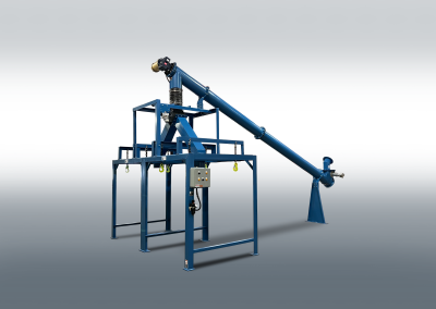 Screw conveyors connecting three hoppers.